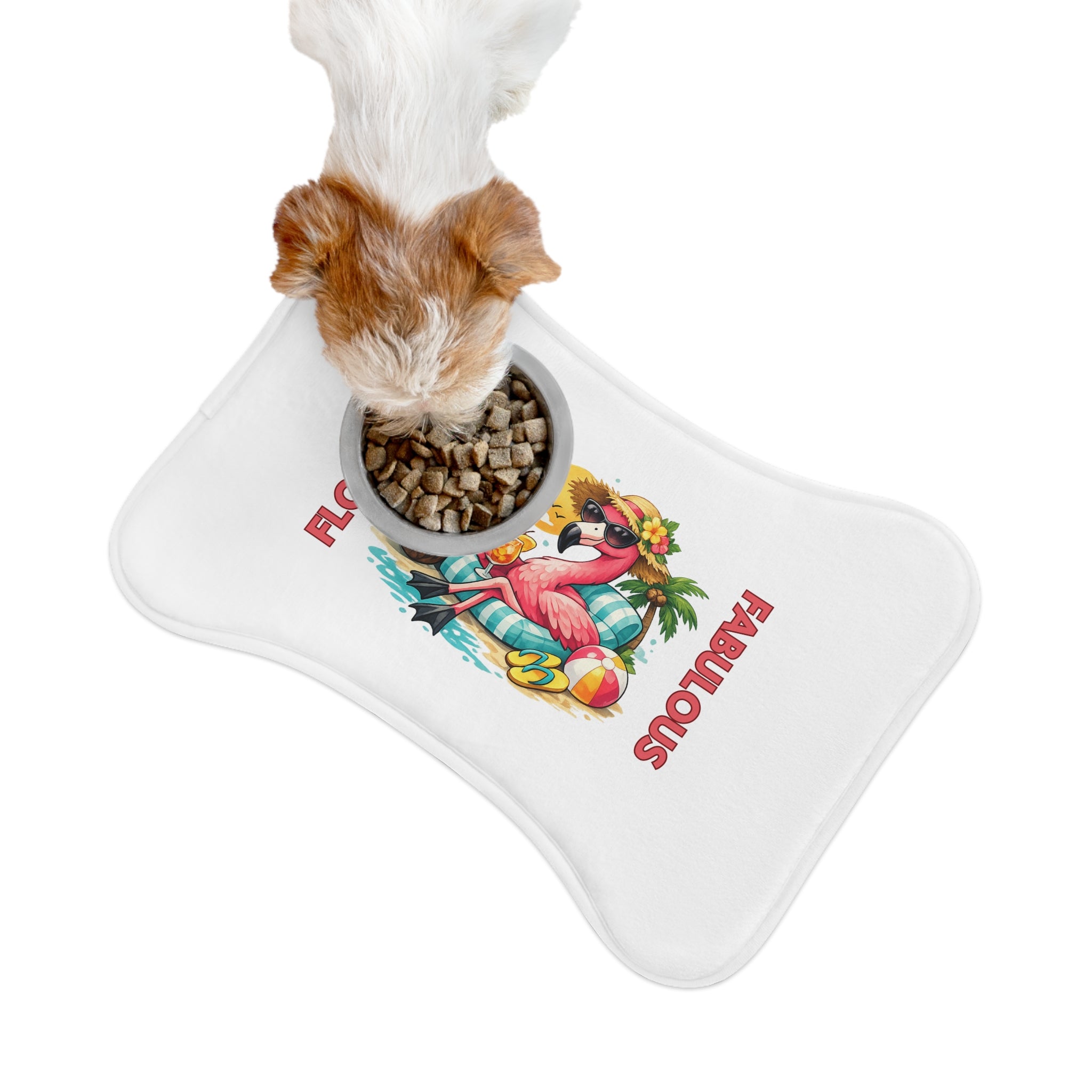 Flocking Fabulous Pet Feeding Mat – Tropical Flamingo Bowl Mat