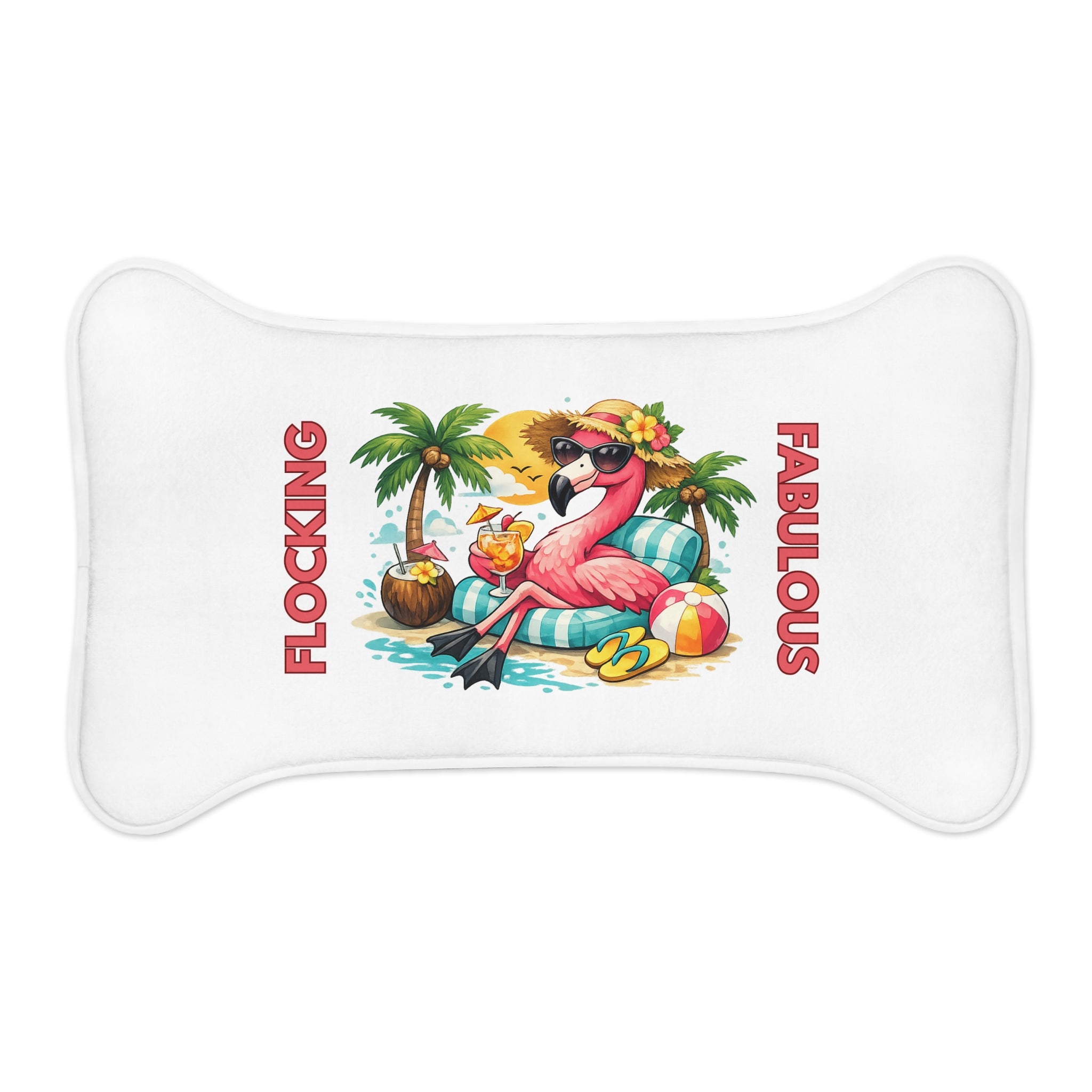 Flocking Fabulous Pet Feeding Mat – Tropical Flamingo Bowl Mat