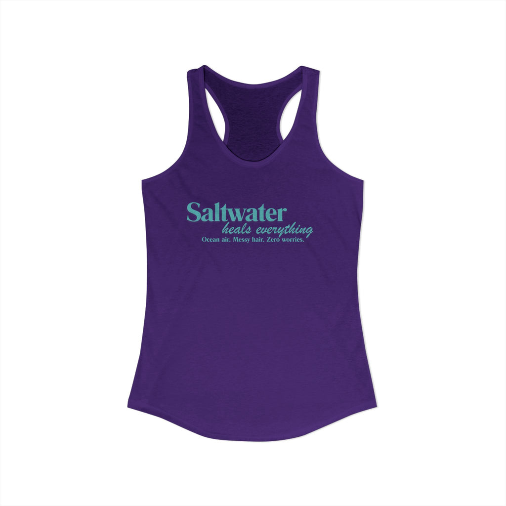 Saltwater Heals Everything Women's Racerback Tank - Beachy Coastal Graphic