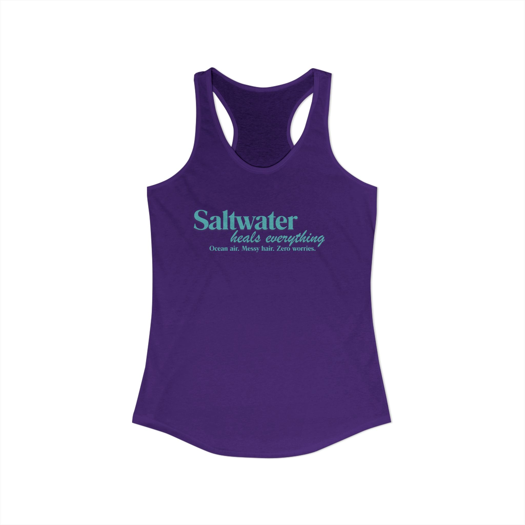 Saltwater Heals Everything Women's Racerback Tank - Beachy Coastal Graphic