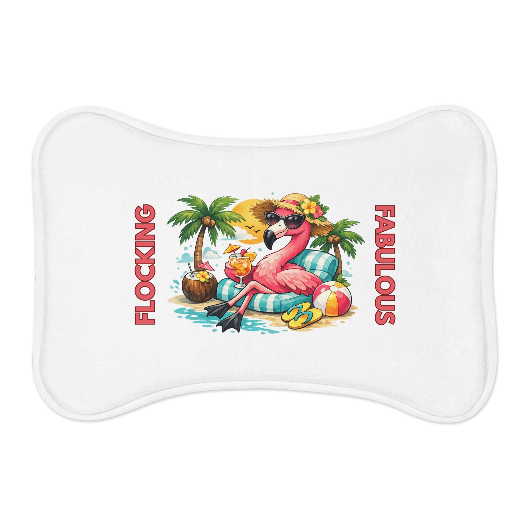 Flocking Fabulous Pet Feeding Mat – Tropical Flamingo Bowl Mat