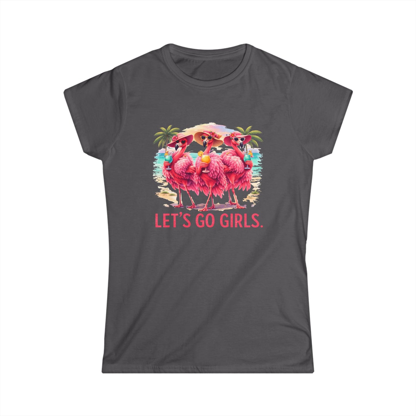 Let's Go Girls Flamingo Women's Scoop Neck T-Shirt - Tropical Beach / Lake Shirt