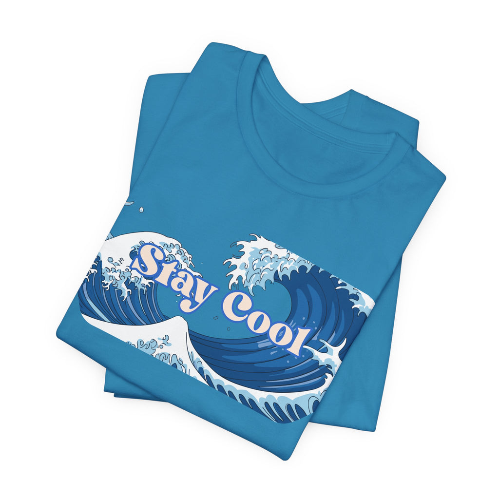 Stay Cool Wave T-Shirt — Vintage Japandi Ocean Graphic Tee Unisex