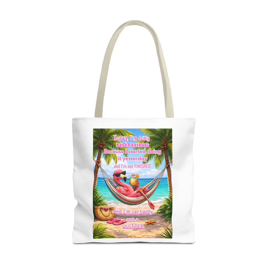 Beach Tote Bag – Relaxing Hammock Design with Funny Quote