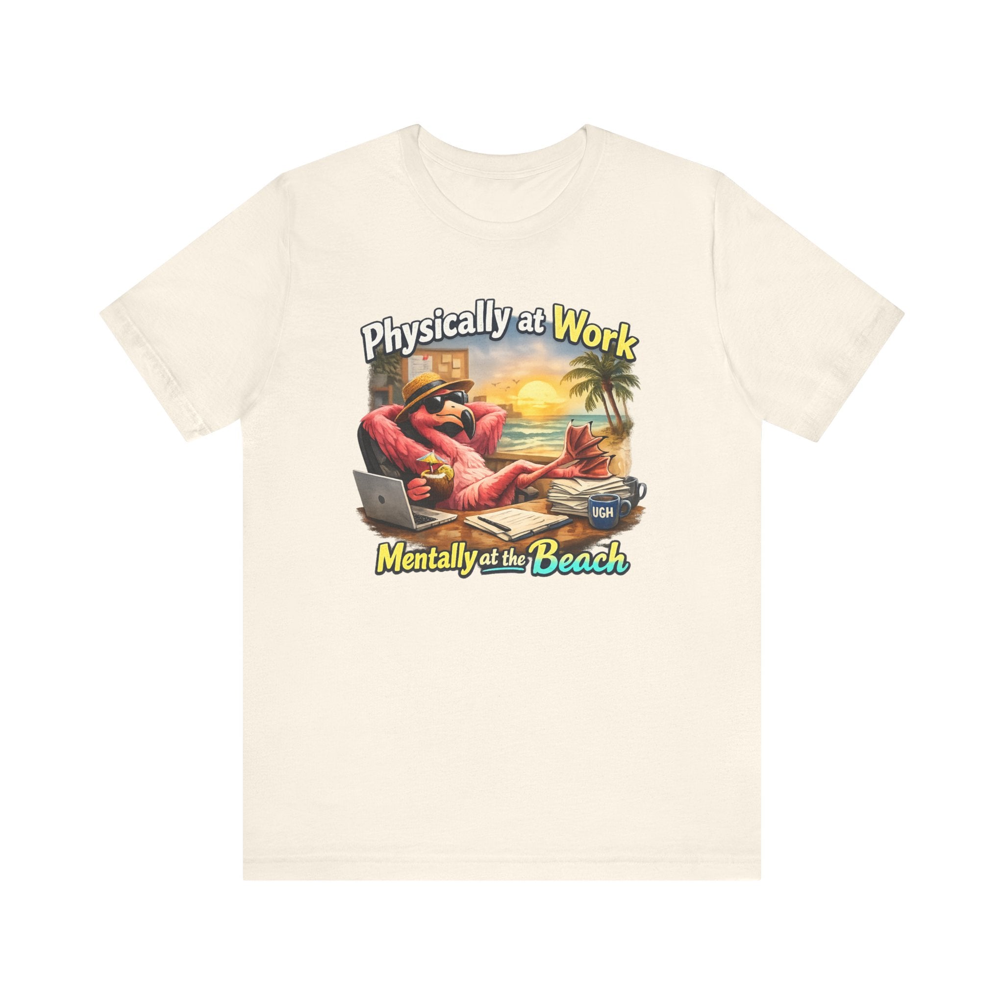 Physically at Work Mentally at the Beach Unisex Tee - Funny Crab Graphic Shirt