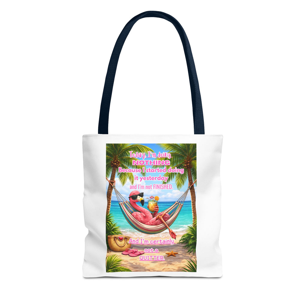 Beach Tote Bag – Relaxing Hammock Design with Funny Quote