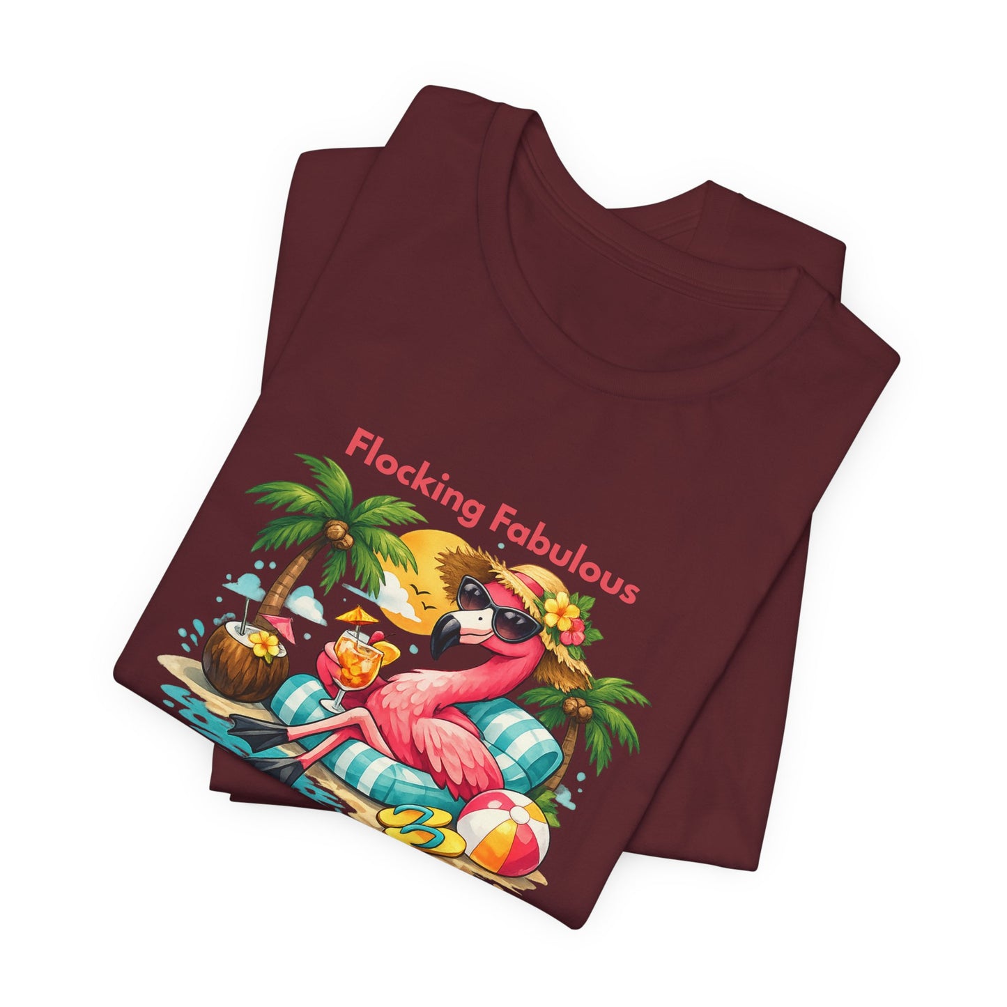 Flocking Fabulous Flamingo Beach Unisex T-Shirt