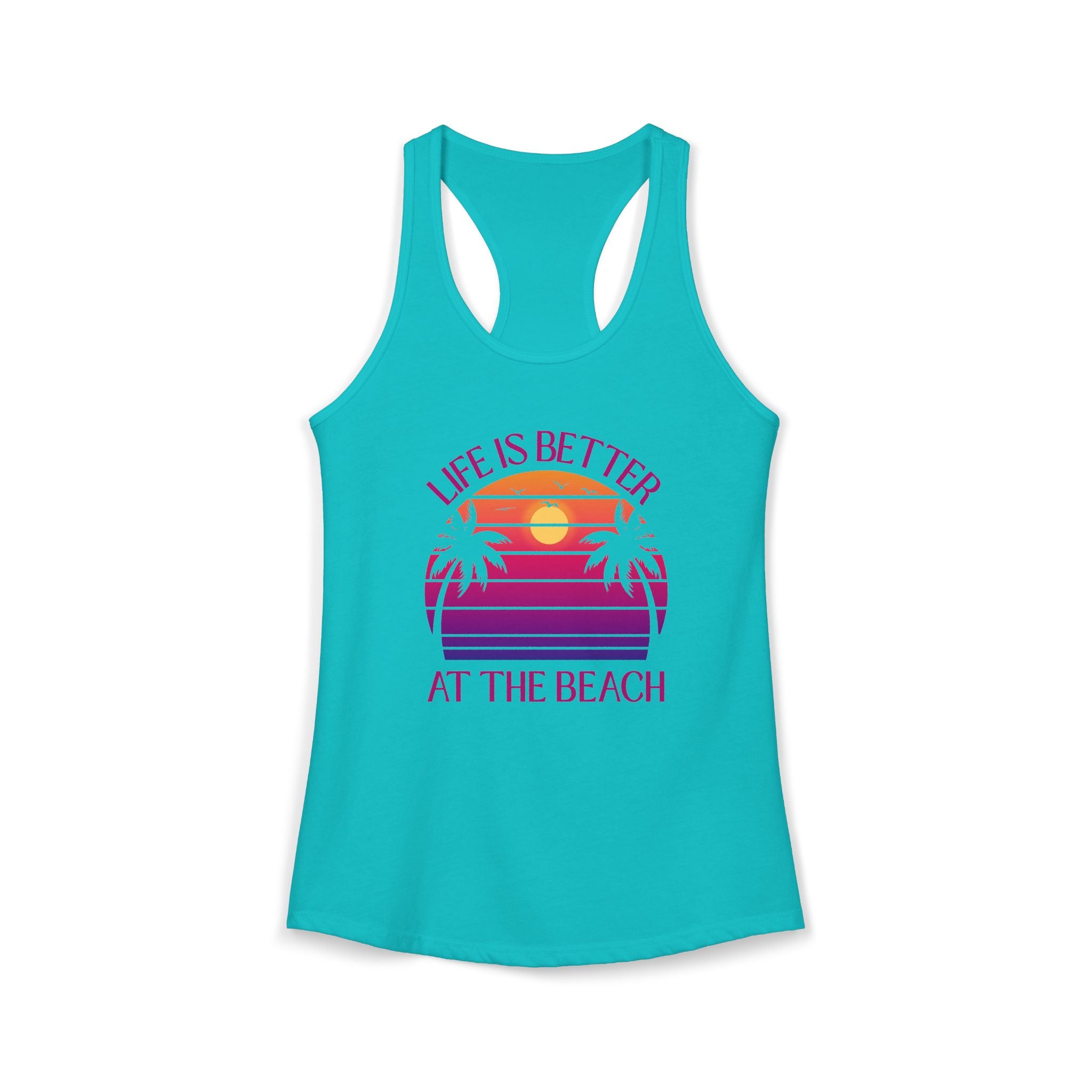Life's Better At The Beach Women's Racerback Tank - Purple/Pink Lettering