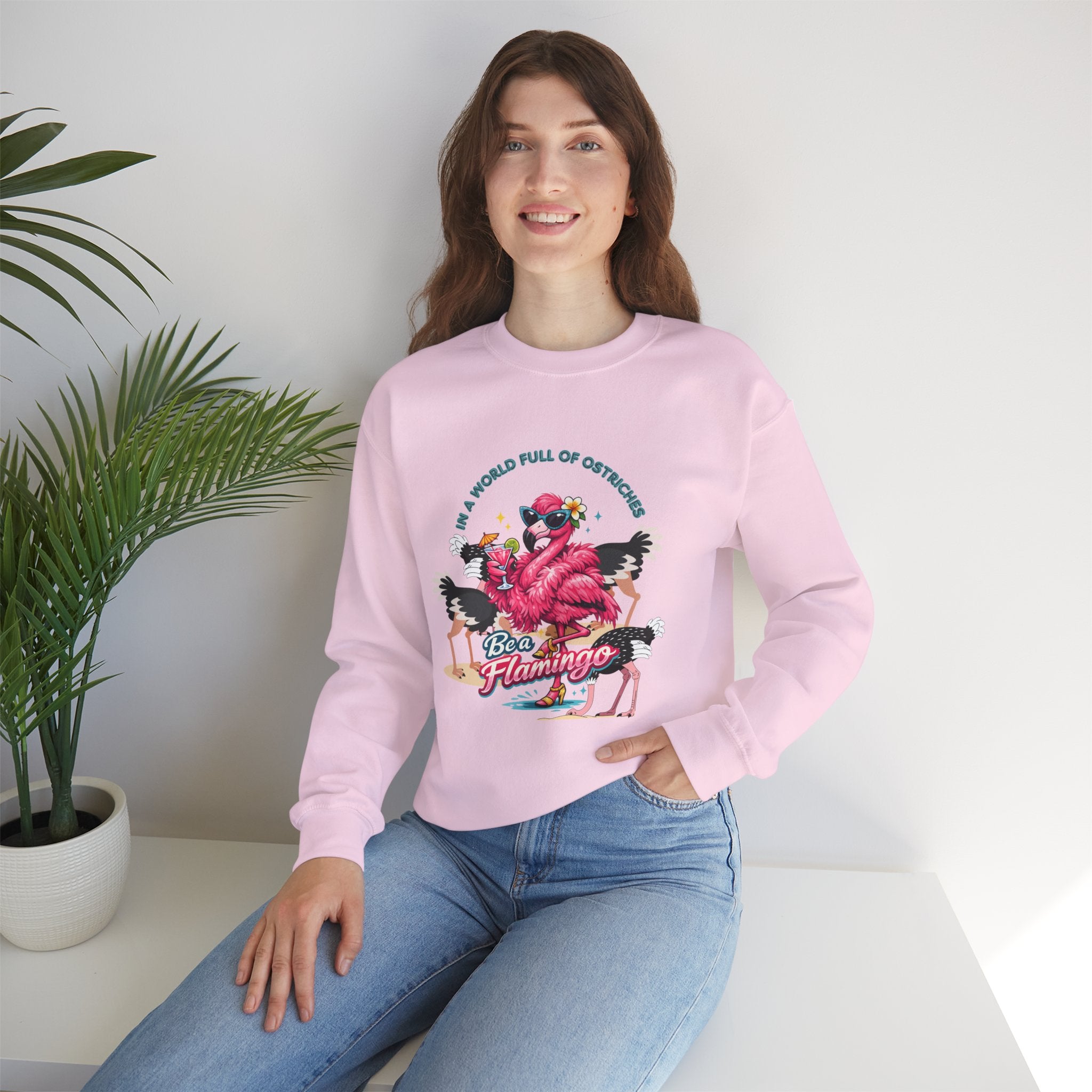 Be a Flamingo Crewneck Sweatshirt – Tropical Graphic Pullover