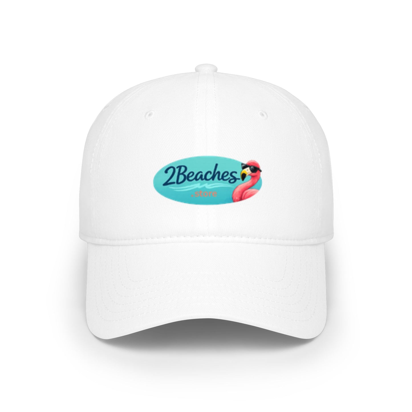 2Beaches Flamingo Logo Baseball Cap — Low Profile Beach Hat