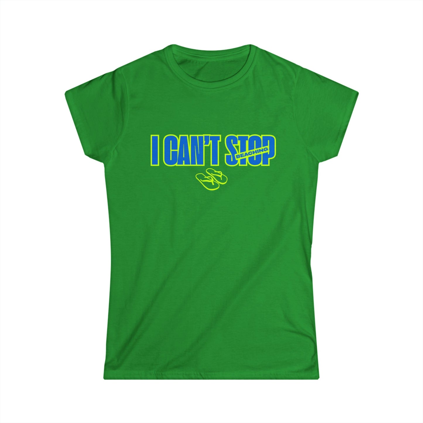 I Can’t Stop Beaching Women’s Shirt, Funny Beach Vacation Tee, Neon Summer Graphic Top