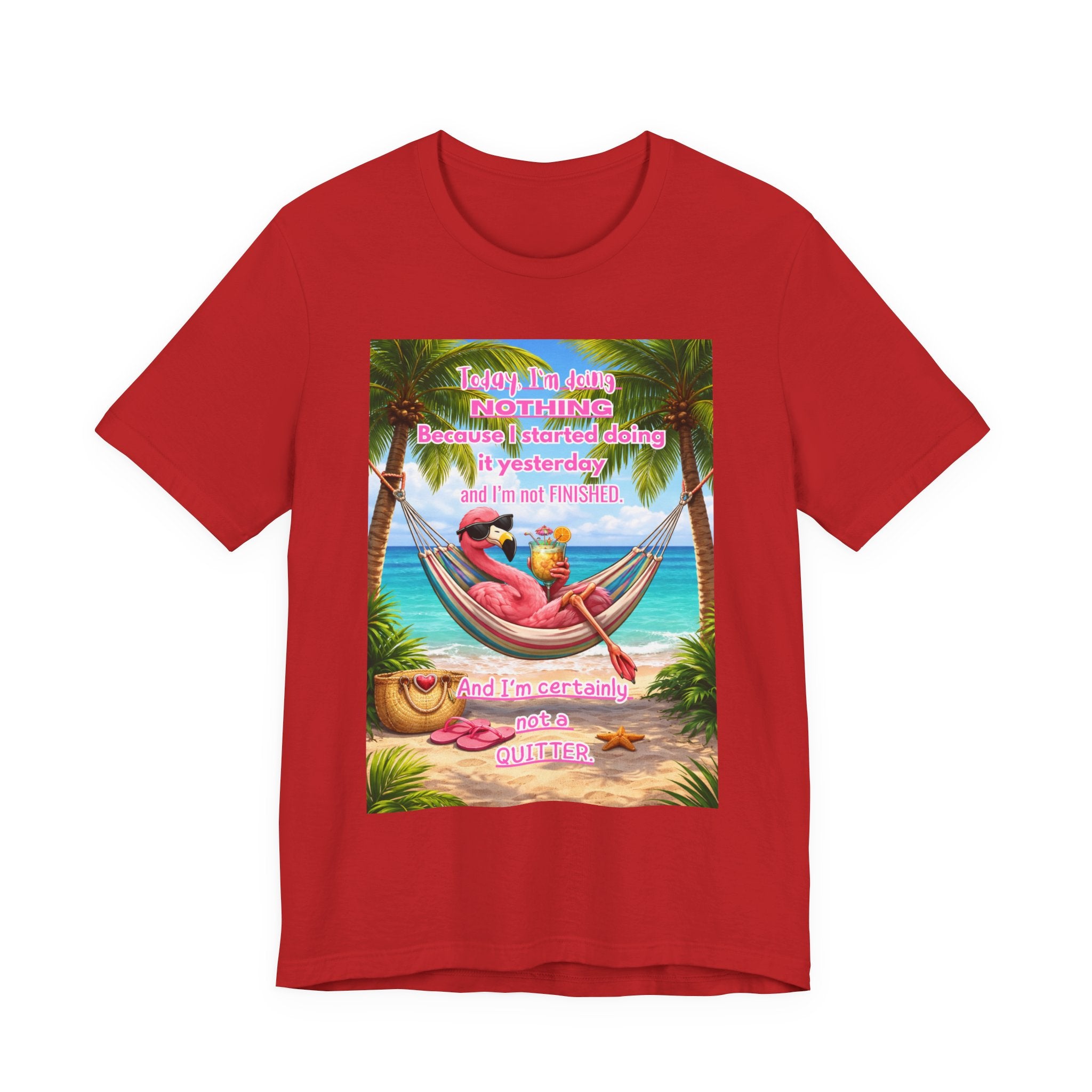 Relaxing Flamingo Hammock T-Shirt – Funny Lazy Day Unisex Tee