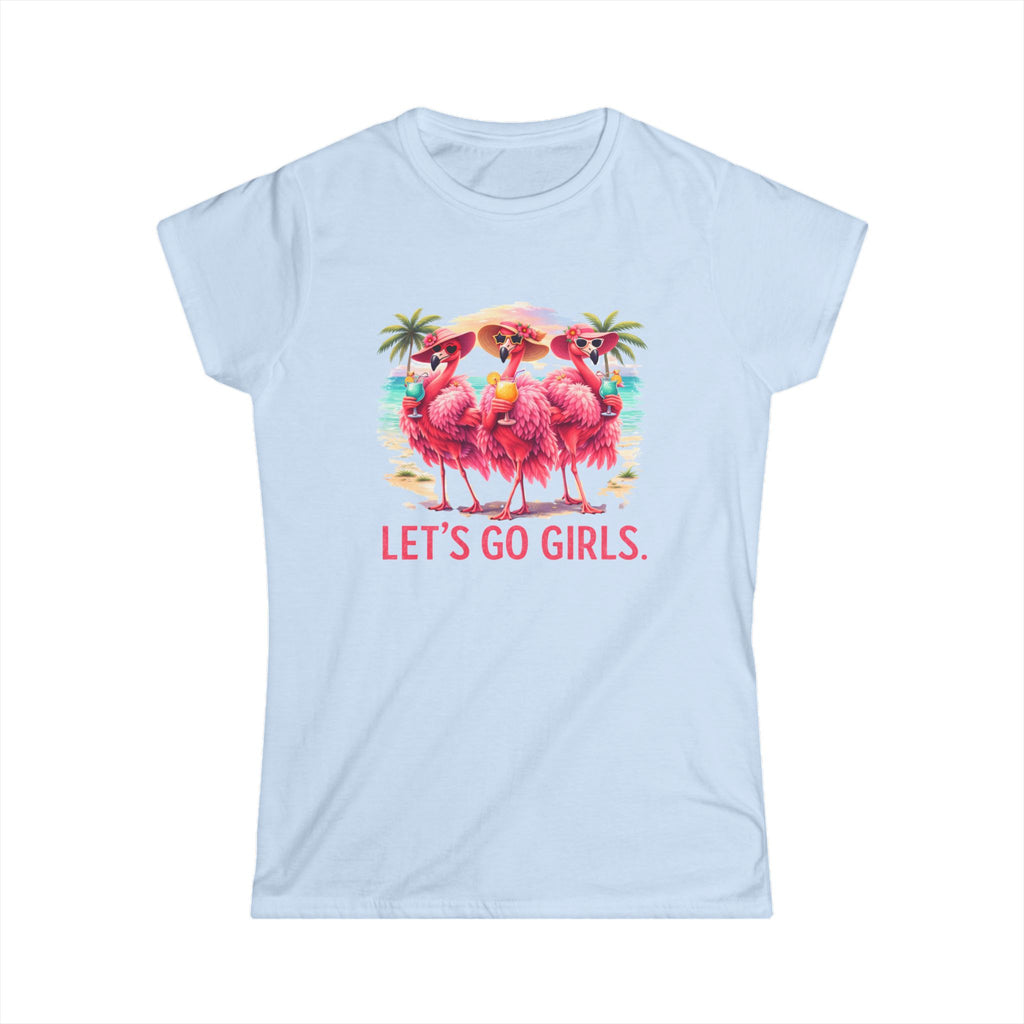 Let's Go Girls Flamingo Women's Scoop Neck Tee - Tropical Beach Shirt