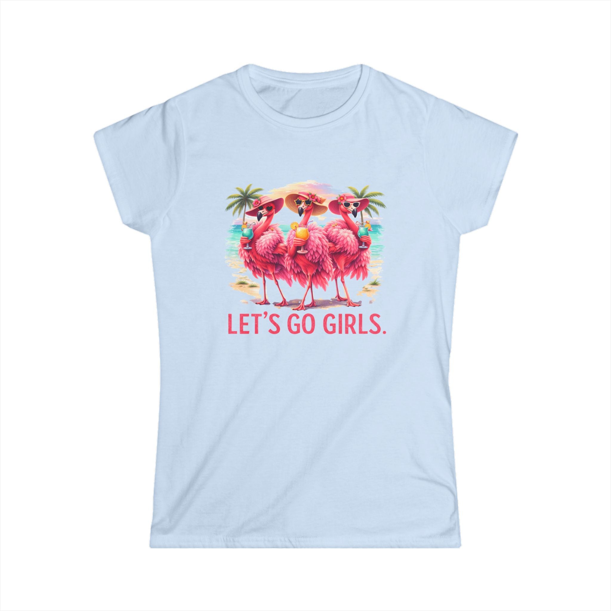 Let's Go Girls Flamingo Women's Scoop Neck Tee - Tropical Beach Shirt
