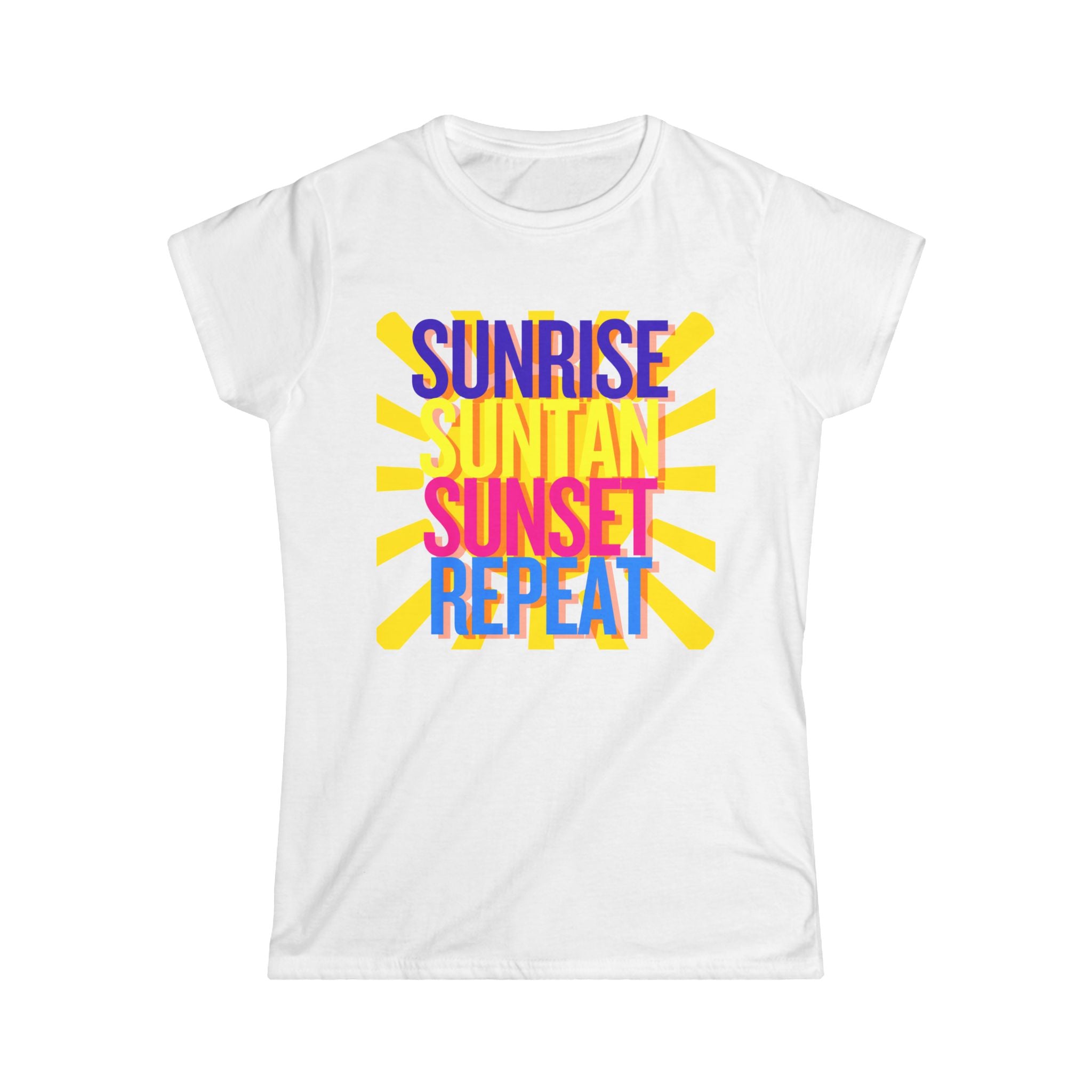 Sunrise Sunbake Sunset Repeat Women's Tee - Beach Vibes Shirt