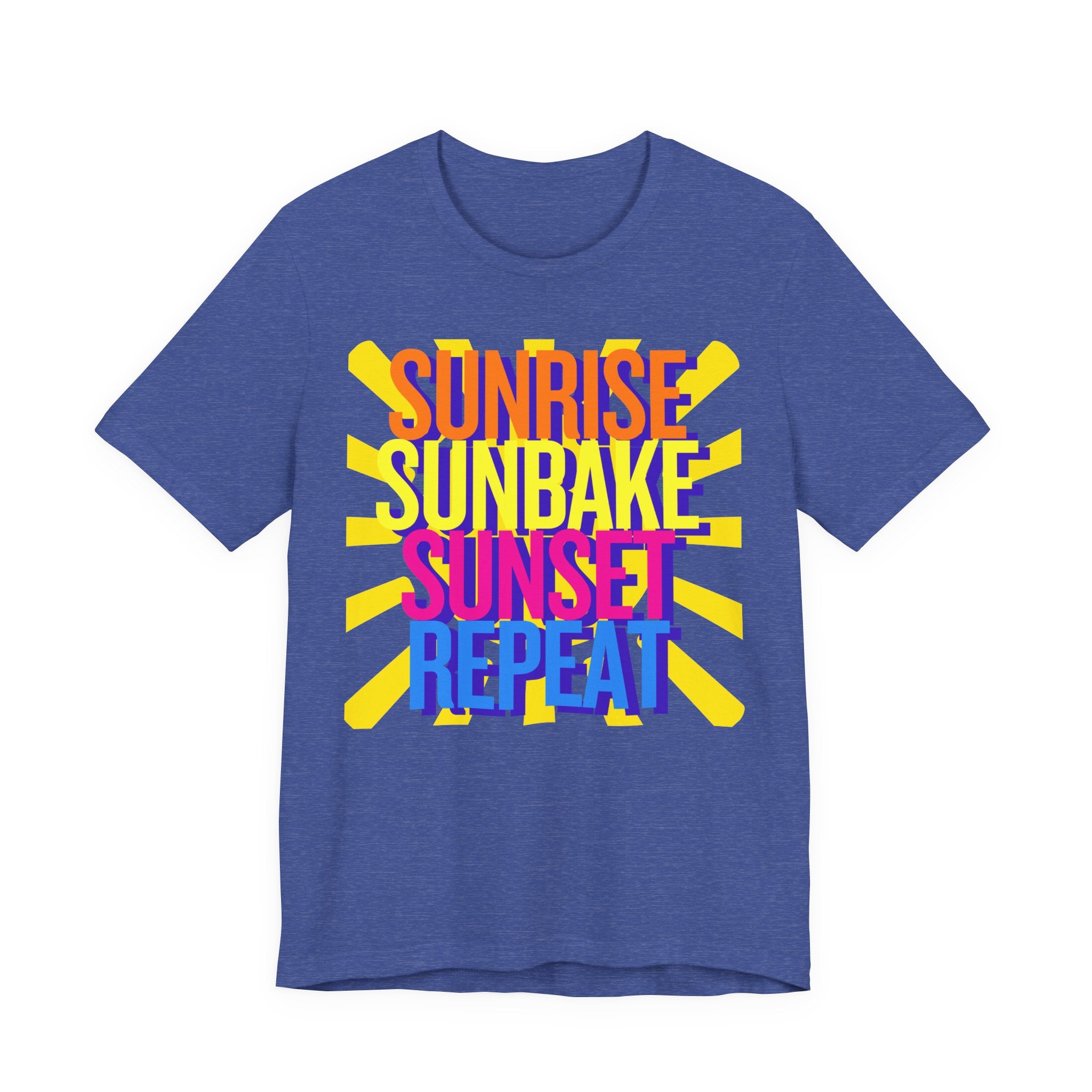 Sunrise Sunbake Sunset Repeat Unisex Tee - Retro Beach Vibes Shirt