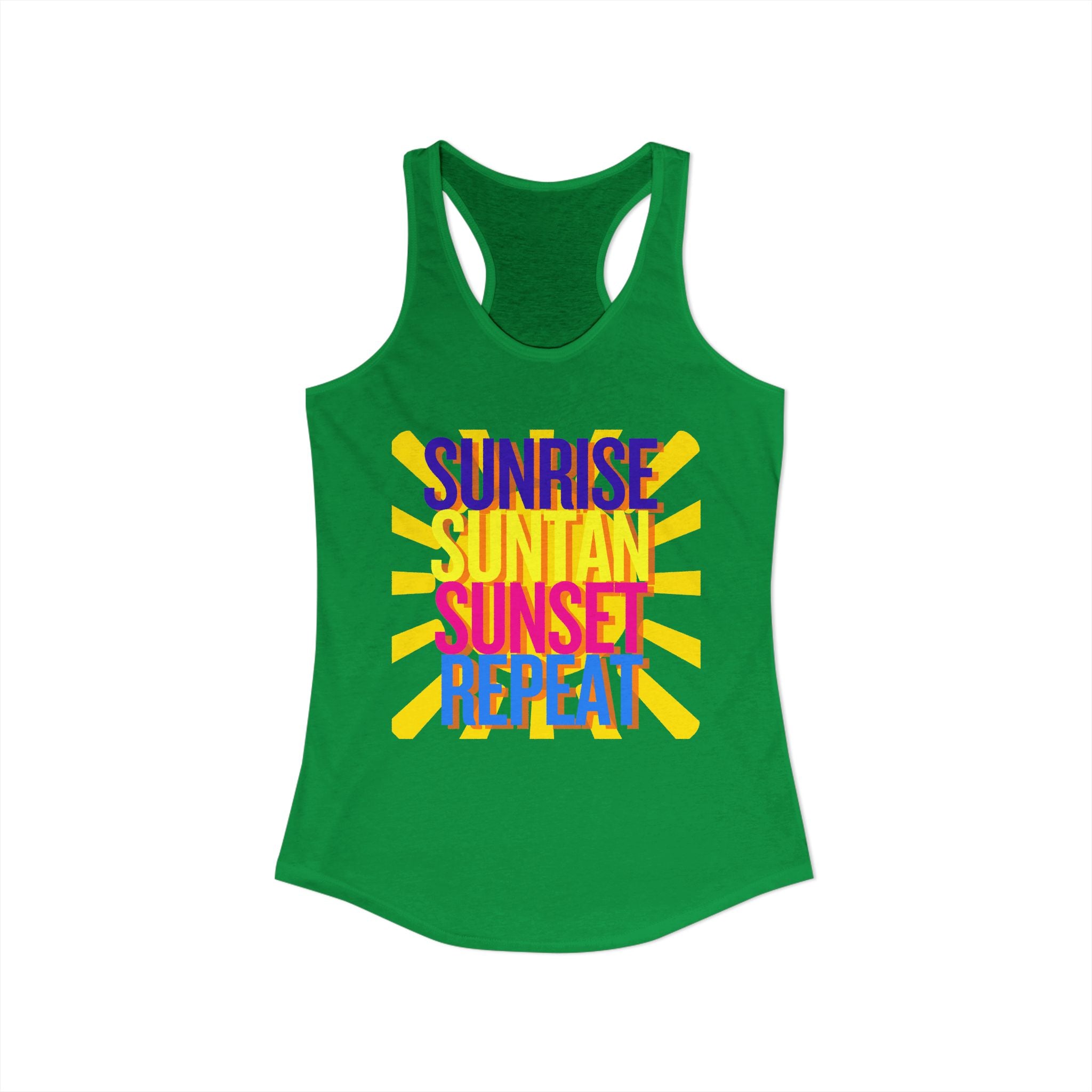 Sunrise Sunbake Sunset Repeat Women's Racerback Tank - Beach Vibes