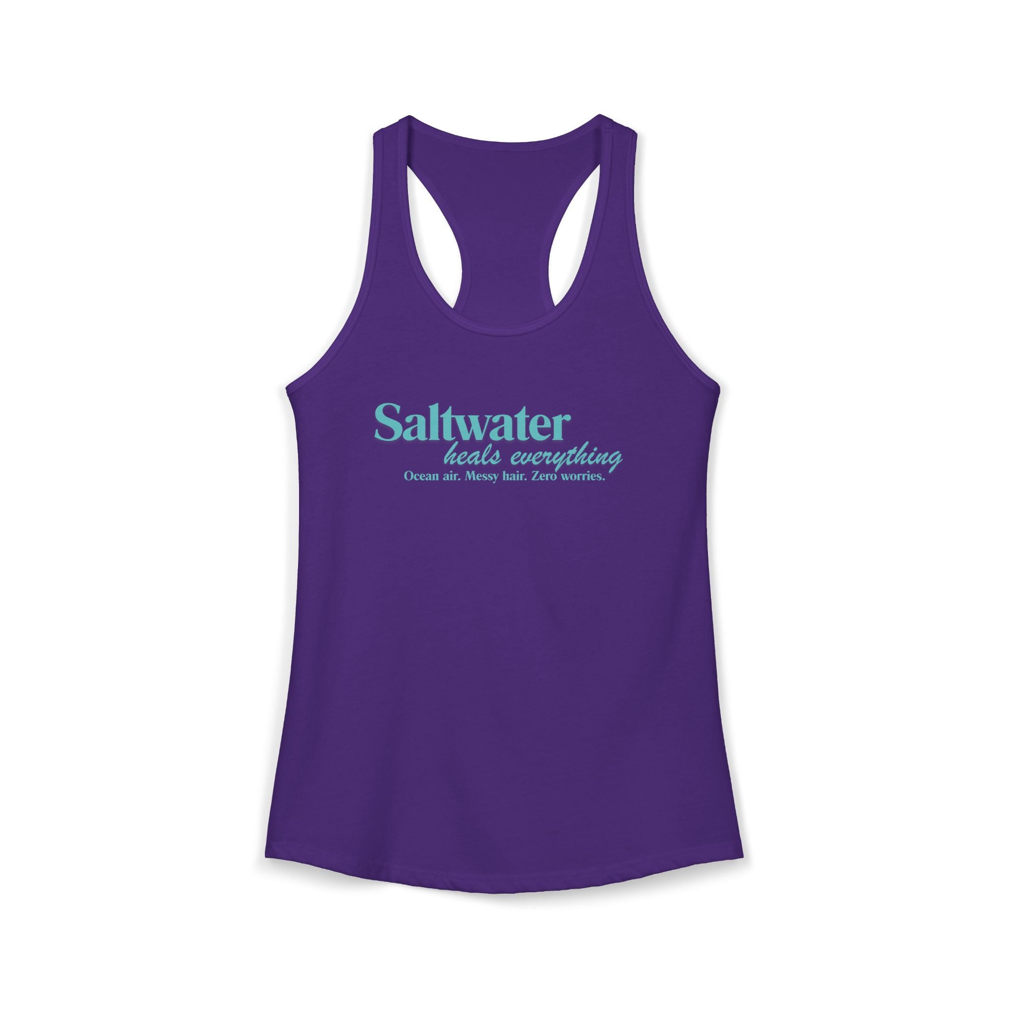 Saltwater Heals Everything Women's Racerback Tank - Beachy Coastal Graphic