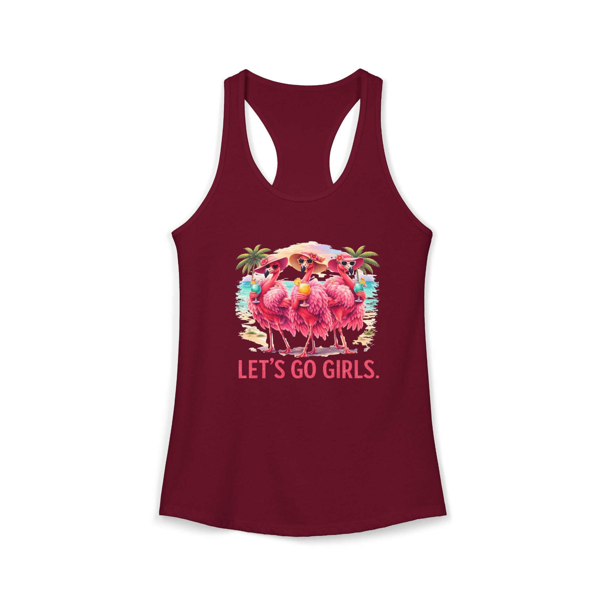 Let's Go Girls Flamingo Women's Racerback Tank - Tropical Beach Tank Top