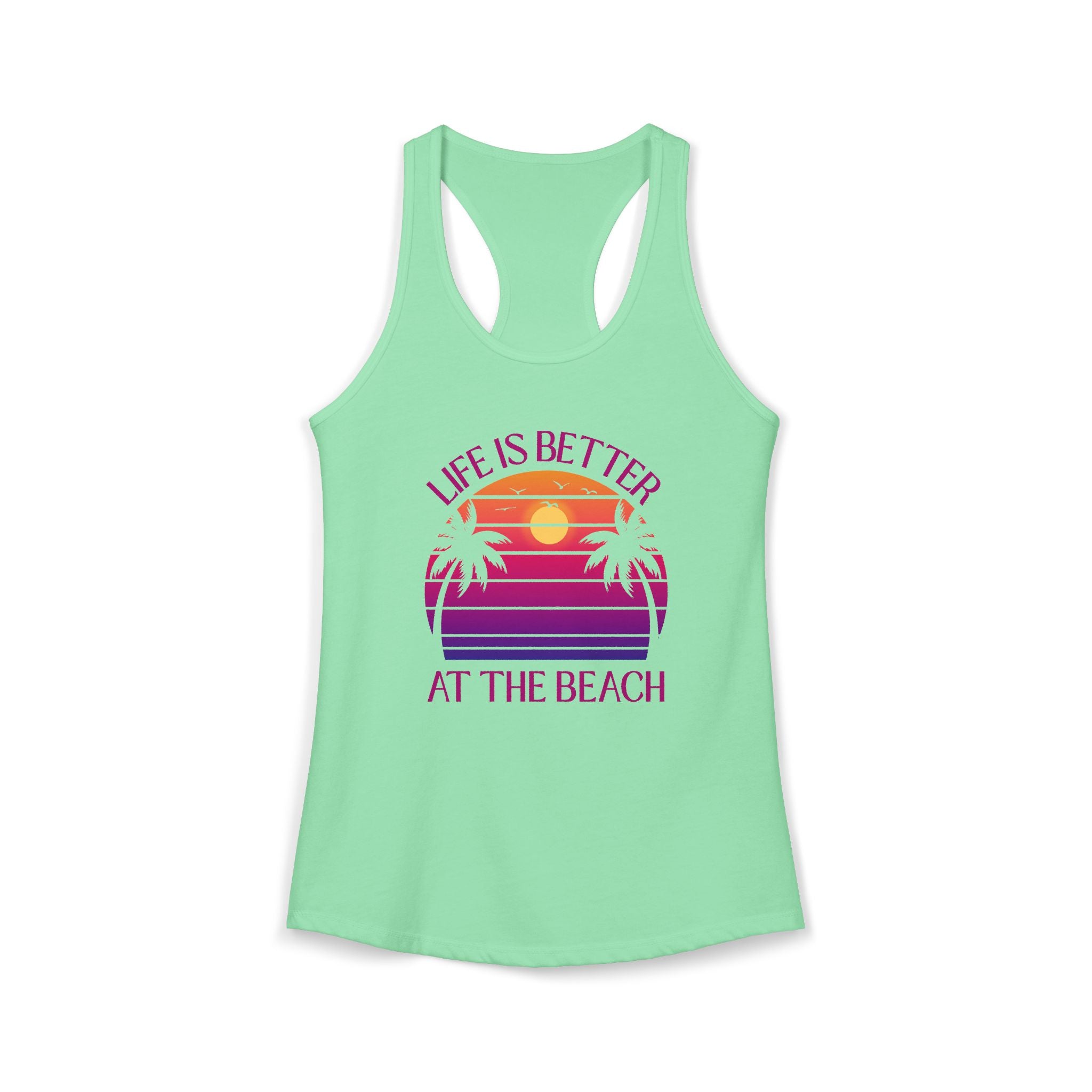 Life's Better At The Beach Women's Racerback Tank - Purple/Pink Lettering