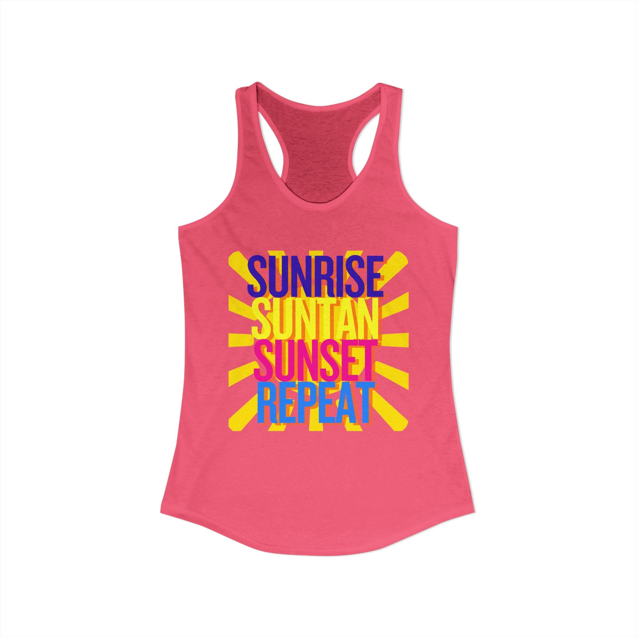Sunrise Sunbake Sunset Repeat Women's Racerback Tank - Beach Vibes
