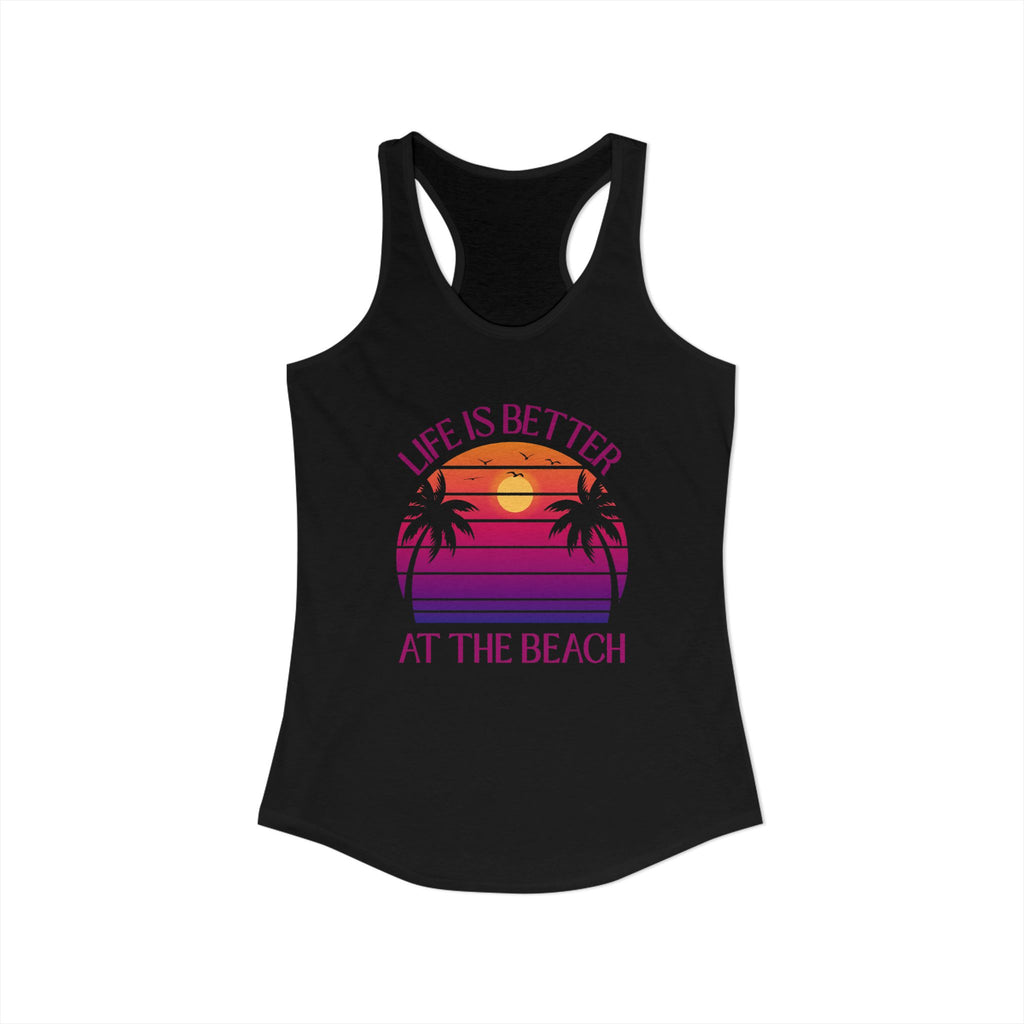 Life's Better At The Beach Women's Racerback Tank - Purple/Pink Lettering
