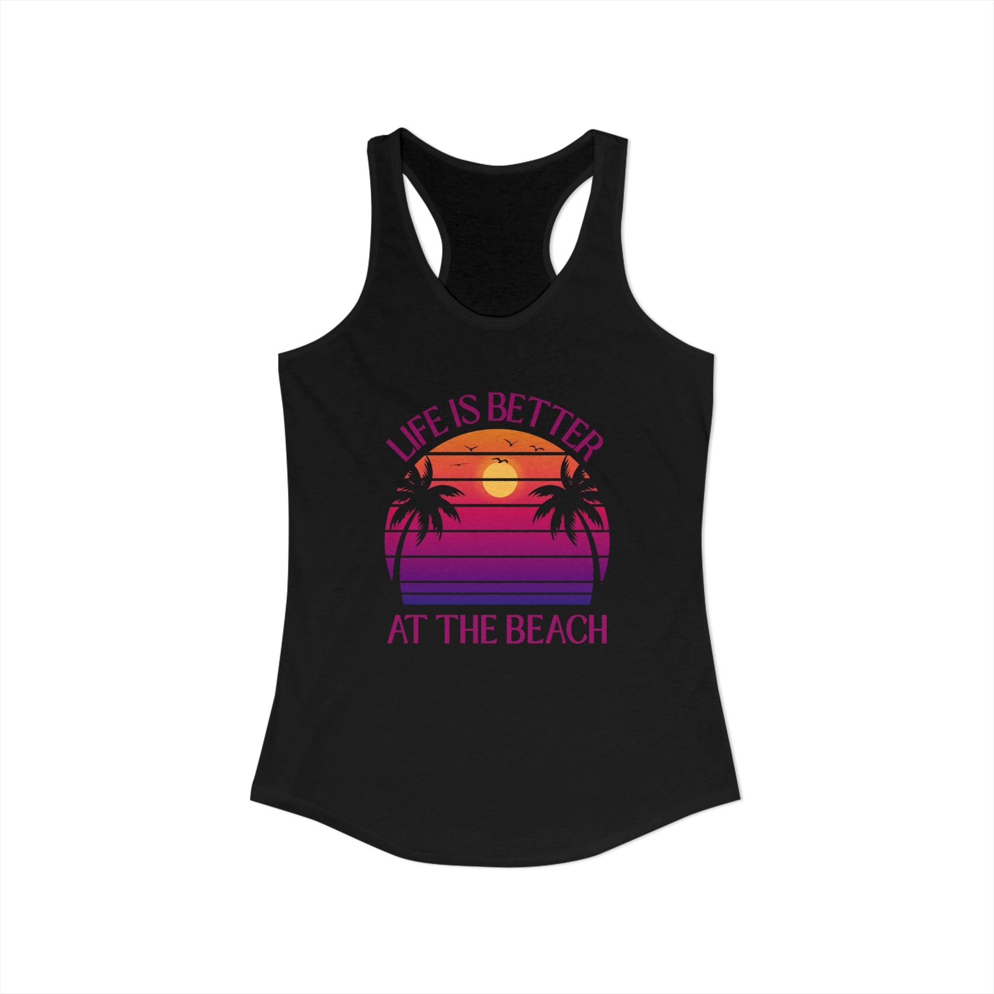 Life's Better At The Beach Women's Racerback Tank - Purple/Pink Lettering