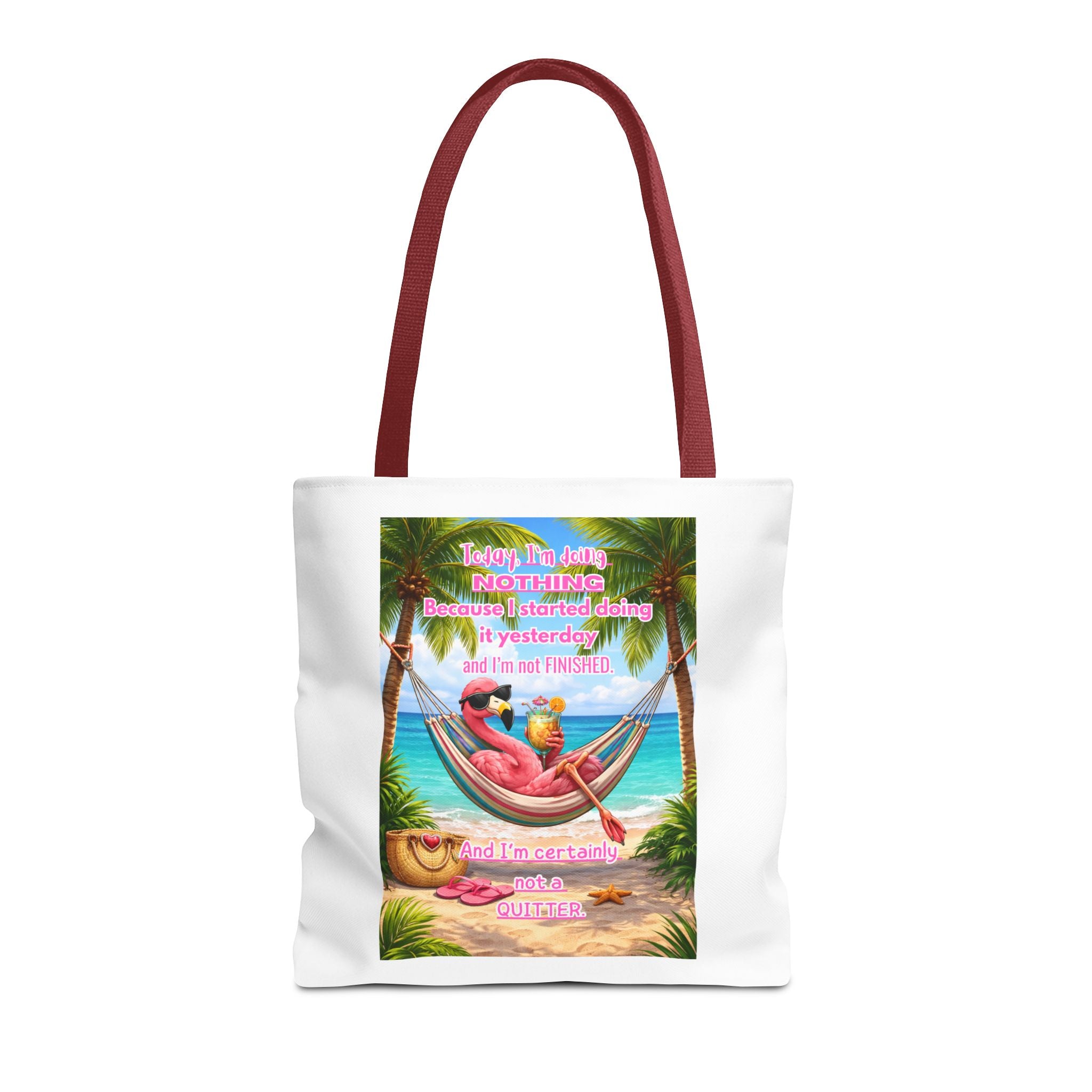 Beach Tote Bag – Relaxing Hammock Design with Funny Quote