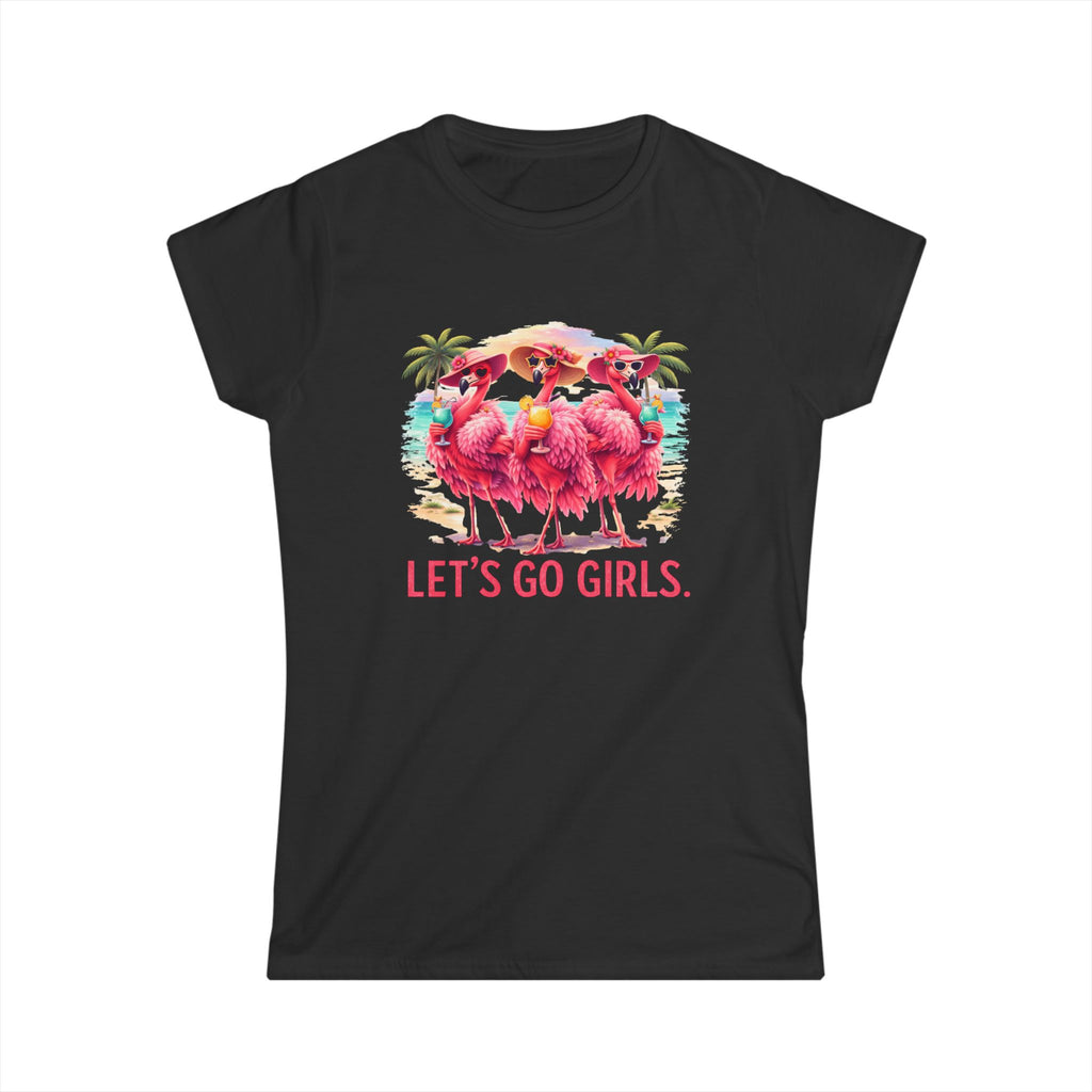 Let's Go Girls Flamingo Women's Scoop Neck Tee - Tropical Beach Shirt