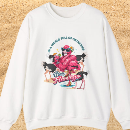Be a Flamingo Crewneck Sweatshirt – Tropical Graphic Pullover