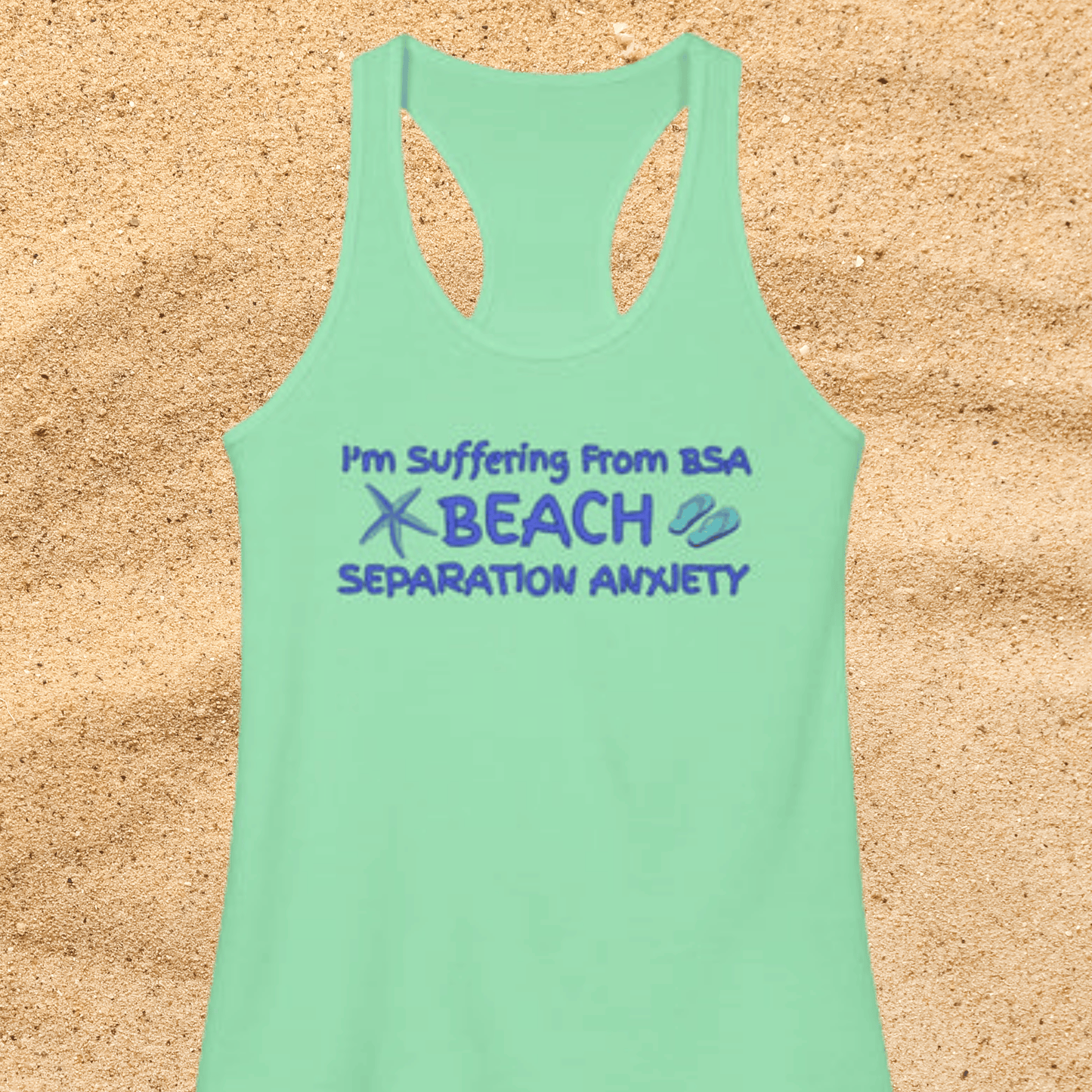 Beach Separation Anxiety BSA Women's Racerback Tank - Funny Beach Graphic