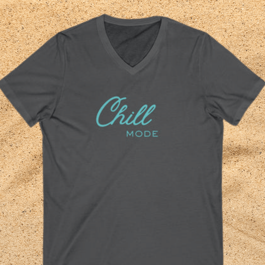 Chill Mode Women's V-Neck Tee — Relaxed Script Graphic T-Shirt Beach / Lake