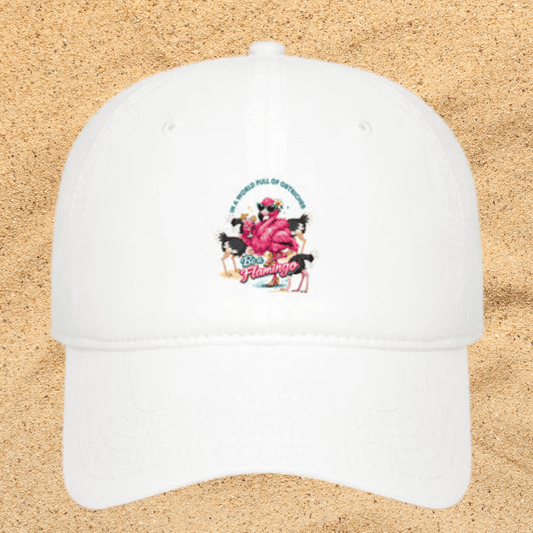 Flamingo Beach Scene Baseball Cap – 'Be a Flamingo' Tropical Graphic Hat