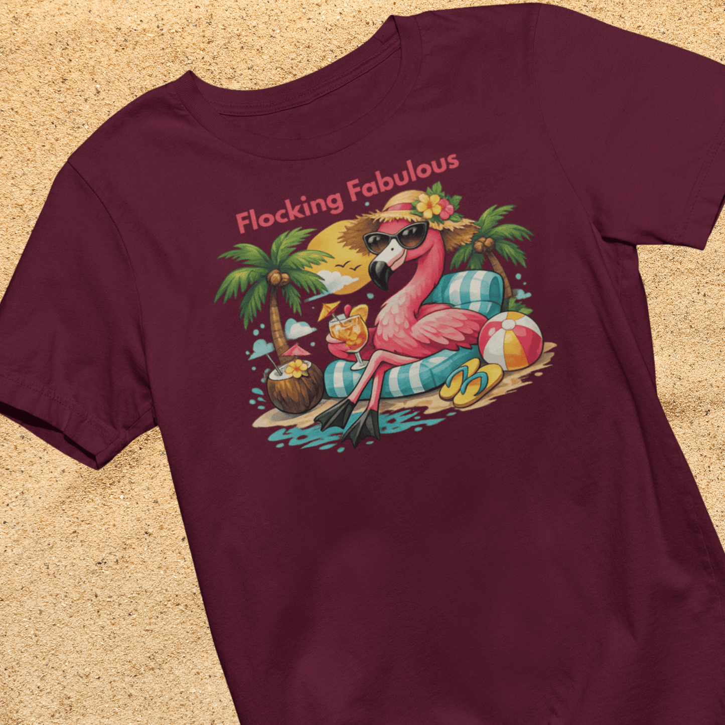 Flocking Fabulous Flamingo Beach Unisex T-Shirt