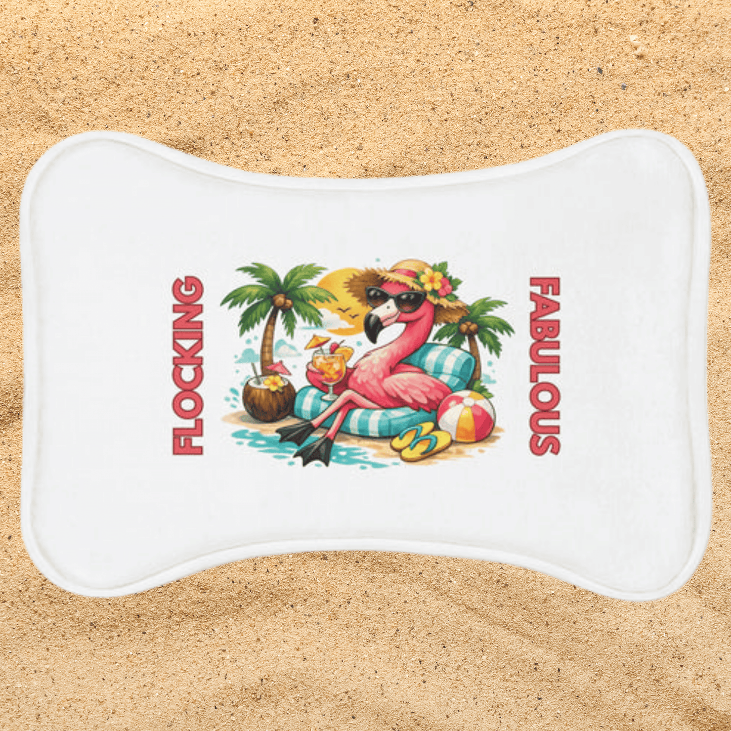 Flocking Fabulous Pet Feeding Mat – Tropical Flamingo Bowl Mat
