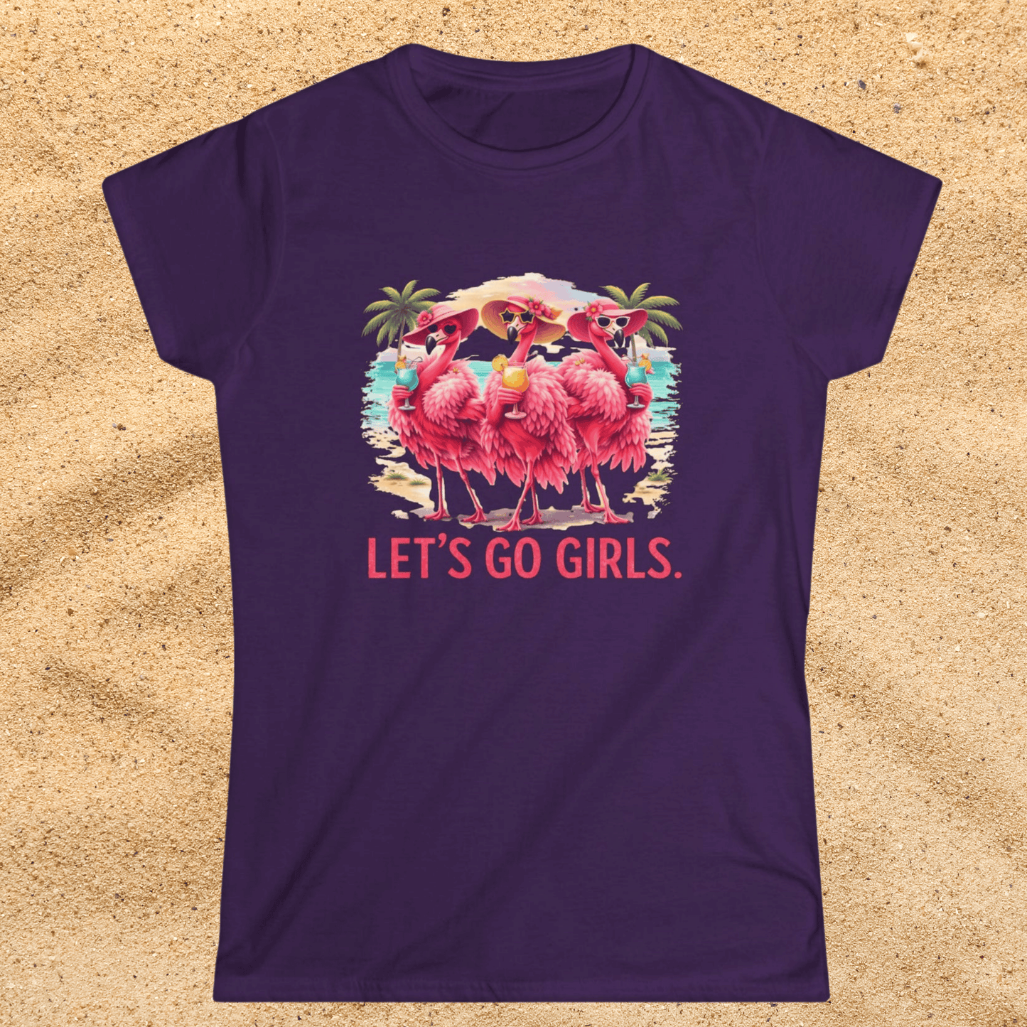 Let's Go Girls Flamingo Women's Scoop Neck T-Shirt - Tropical Beach / Lake Shirt