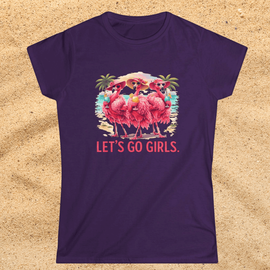 Let's Go Girls Flamingo Women's Scoop Neck T-Shirt - Tropical Beach / Lake Shirt