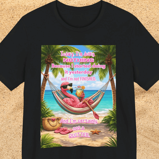 Relaxing Flamingo Hammock T-Shirt – Funny Lazy Day Unisex Tee