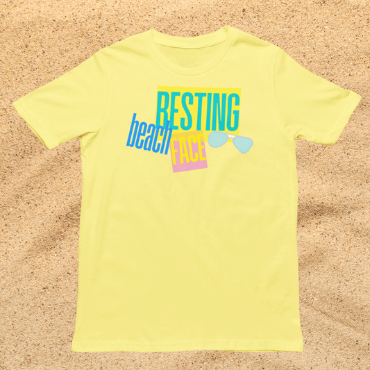 Resting Beach Face Shirt, Funny Beach Vacation Tee, Summer Graphic T-Shirt, Coastal Vacation Gift, Unisex Beachwear