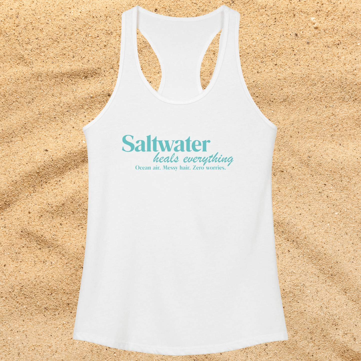 Saltwater Heals Everything Women's Racerback Tank - Beach Coastal Graphic