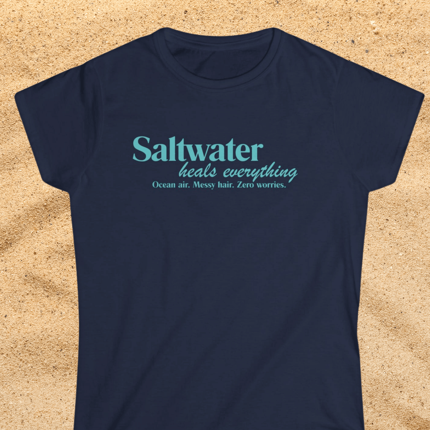 Saltwater Heals Everything Unisex T-Shirt - Pink Lettering Beach Shirt