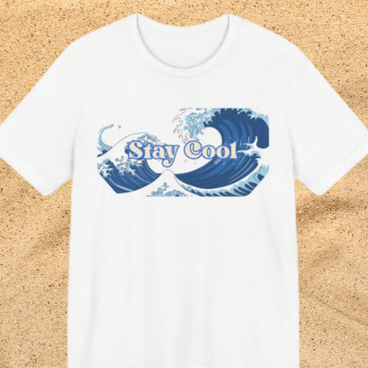 Stay Cool Wave T-Shirt — Vintage Japandi Ocean Graphic Tee Unisex Beach / Lake