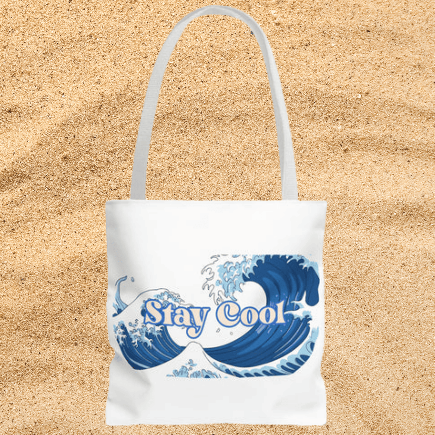Stay Cool Wave Tote Bag – Ocean Wave Graphic Beach Shopper