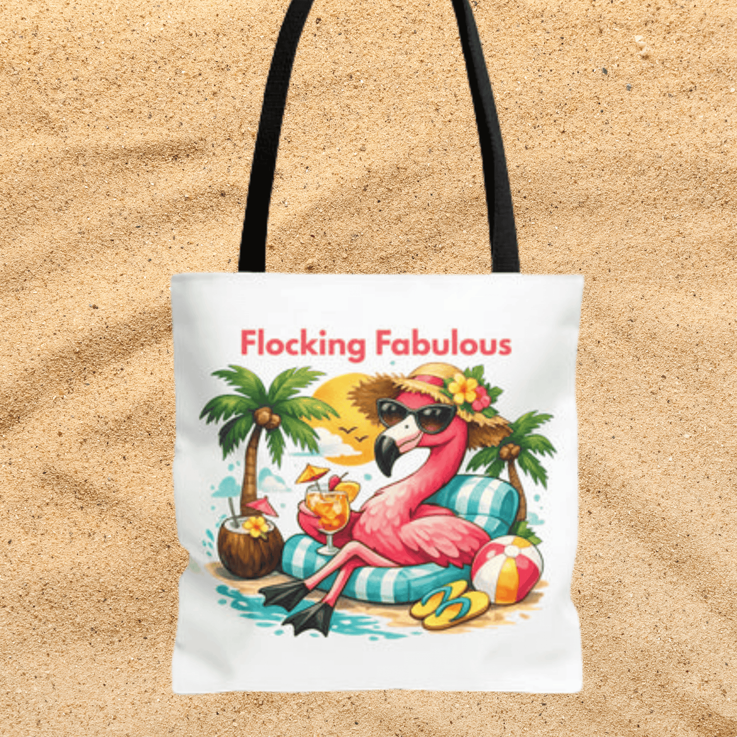 Tote Bag — "Flocking Fabulous" Flamingo Beach Tote