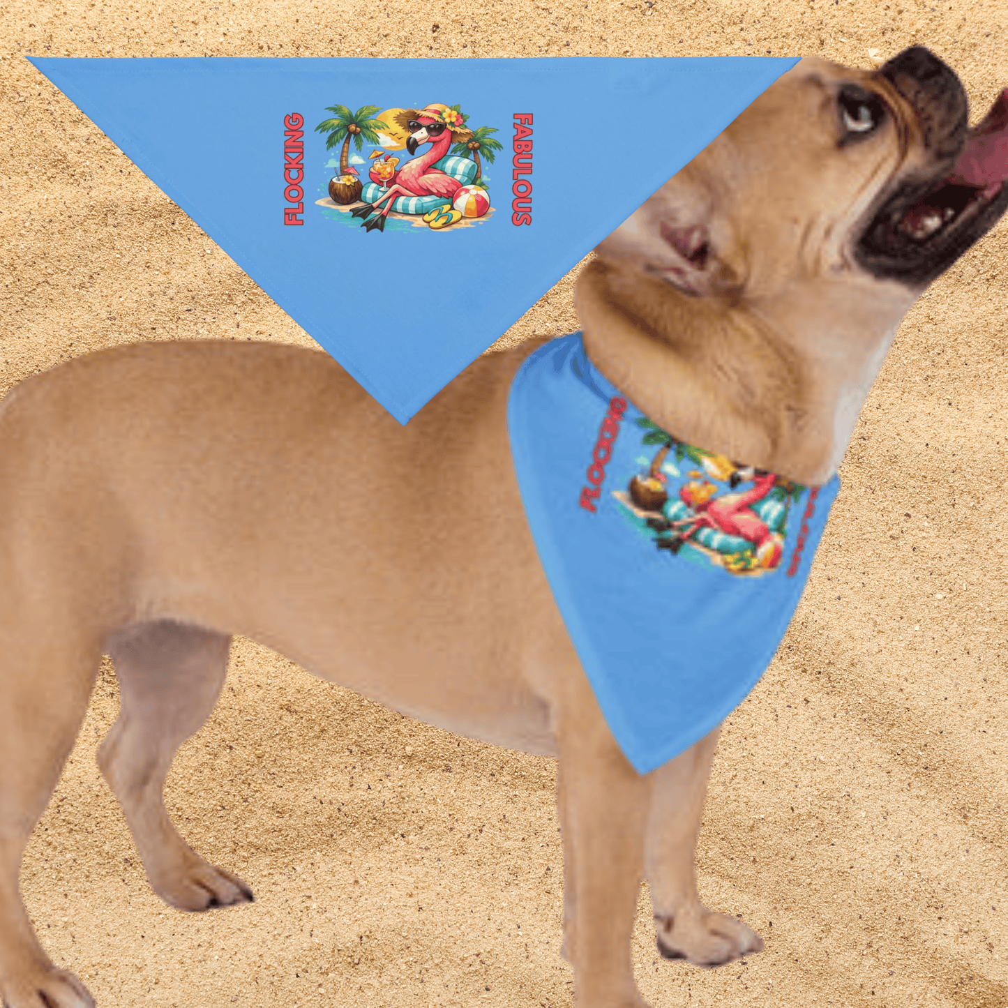 Tropical Flamingo Pet Bandana – Blue Flocking Fabulous Dog & Cat Accessory
