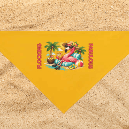 Tropical Flamingo Pet Bandana – Golden Yellow Flocking Fabulous Dog & Cat Accessory