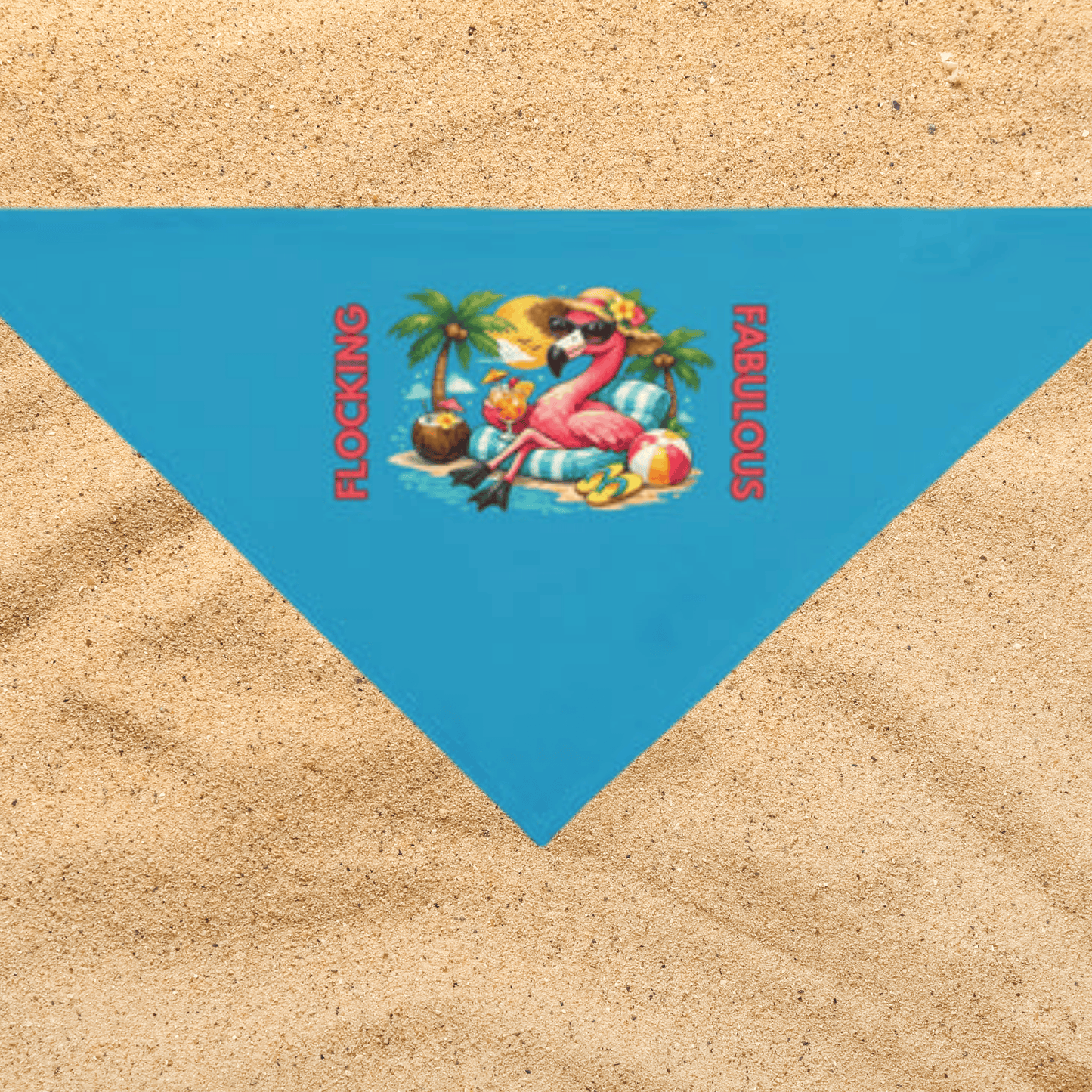 Tropical Flamingo Pet Bandana – Turquoise Flocking Fabulous Dog & Cat Accessory