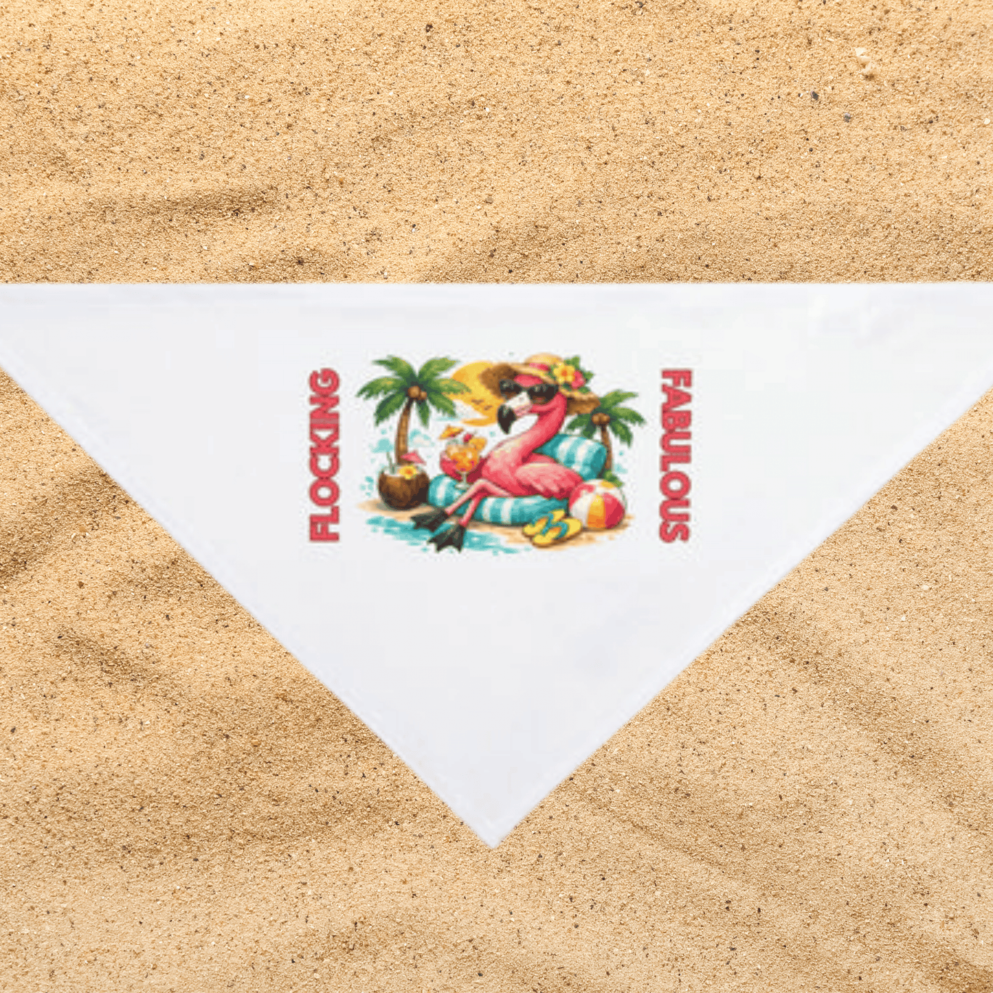Tropical Flamingo Pet Bandana – White Flocking Fabulous Dog & Cat Accessory
