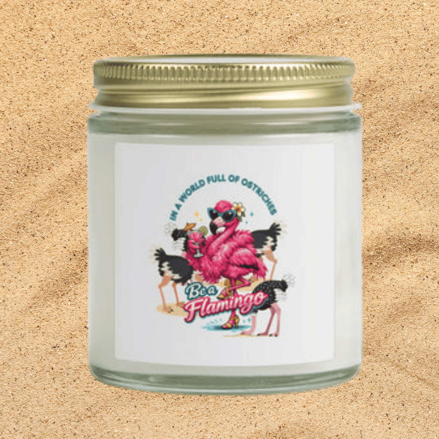 Tropical Flamingo Scented Candle - 4oz/9oz Wax Jar Beach / Lake  Decor