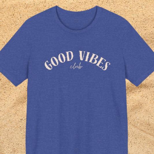 Unisex Jersey Short Sleeve T-Shirt - 'Good Vibes Club' Tee Beach / Lake
